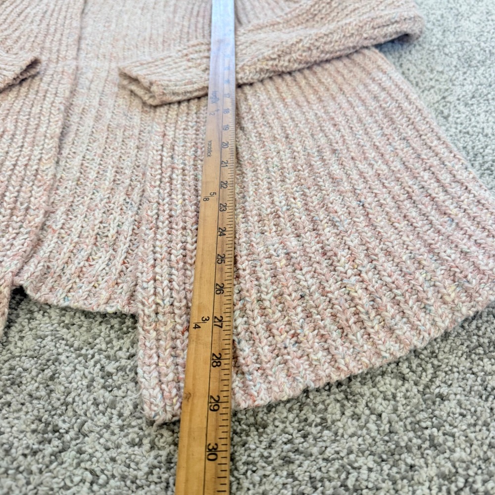 Loft Womens L Pink Confetti speckle Marl Ribbed Open Front Cardigan Sweater - Picture 4 of 11